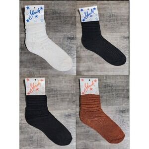 (LOT 4) Vintage Slouch Women's Scrunch Socks Black/White/Terracotta (One Size)
